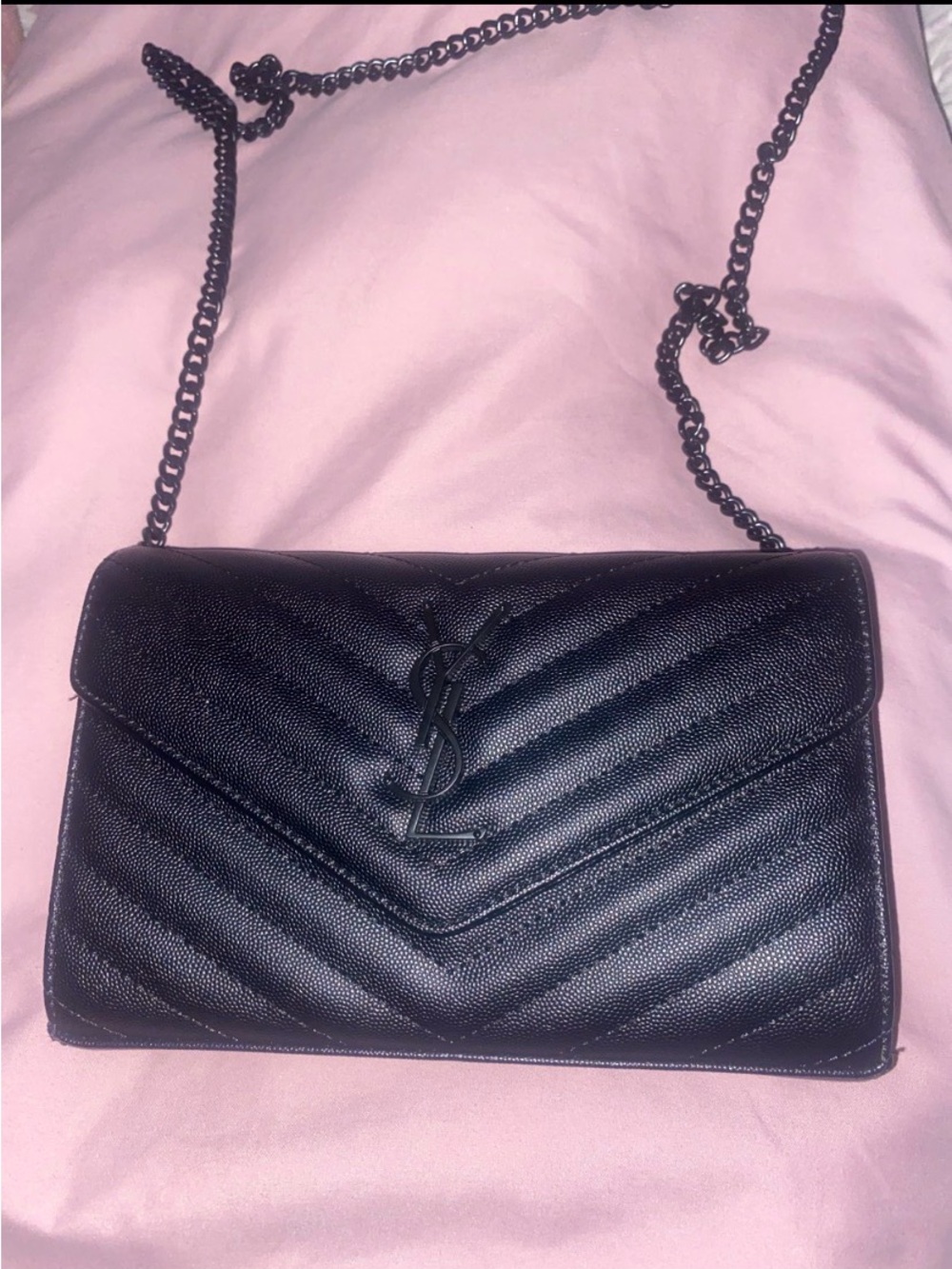 Saint Laurent Cassandre Matelassé Chain Wallet